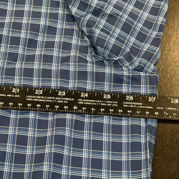 NWT WRK 4 Way Stretch Blue Plaid Button Down Regular Fit Dress Shirt Mens SZ 19 - Picture 7 of 9